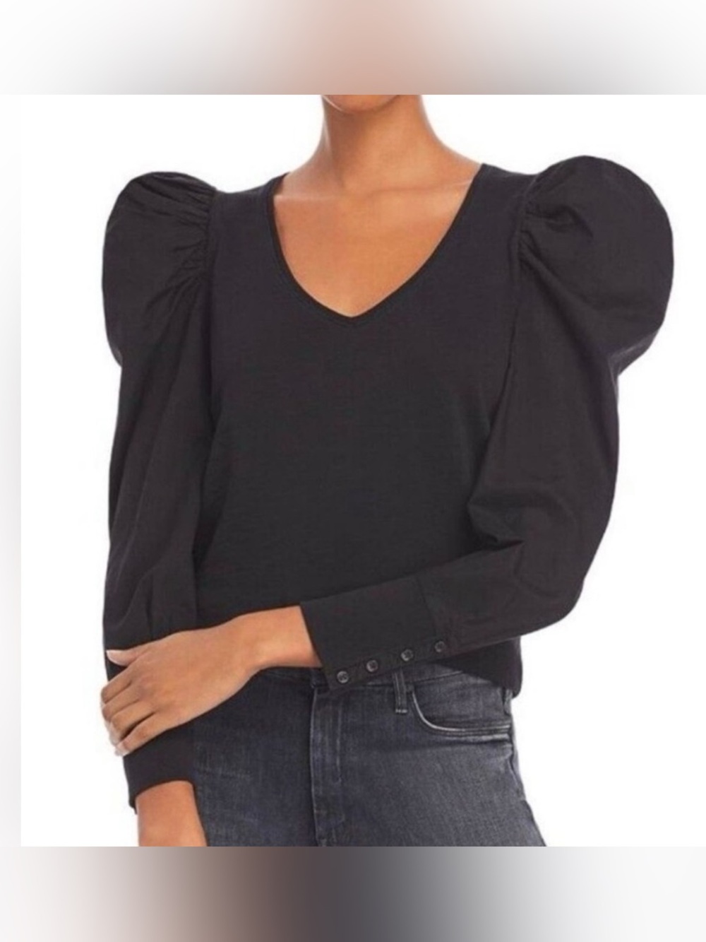 Nation LTD. Jenna Cuffed Combo Tee. Jet Black. Size XS.